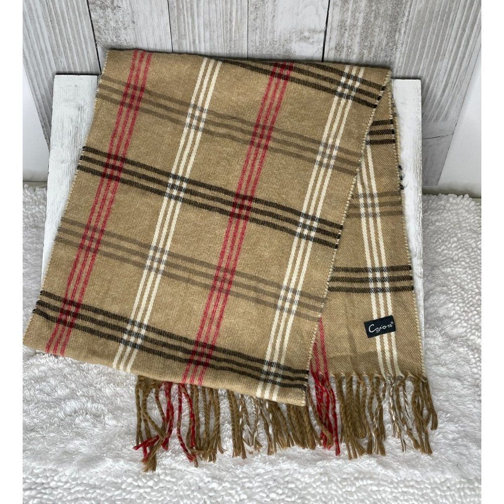 Vintage Cejon Tan Plaid Scarf